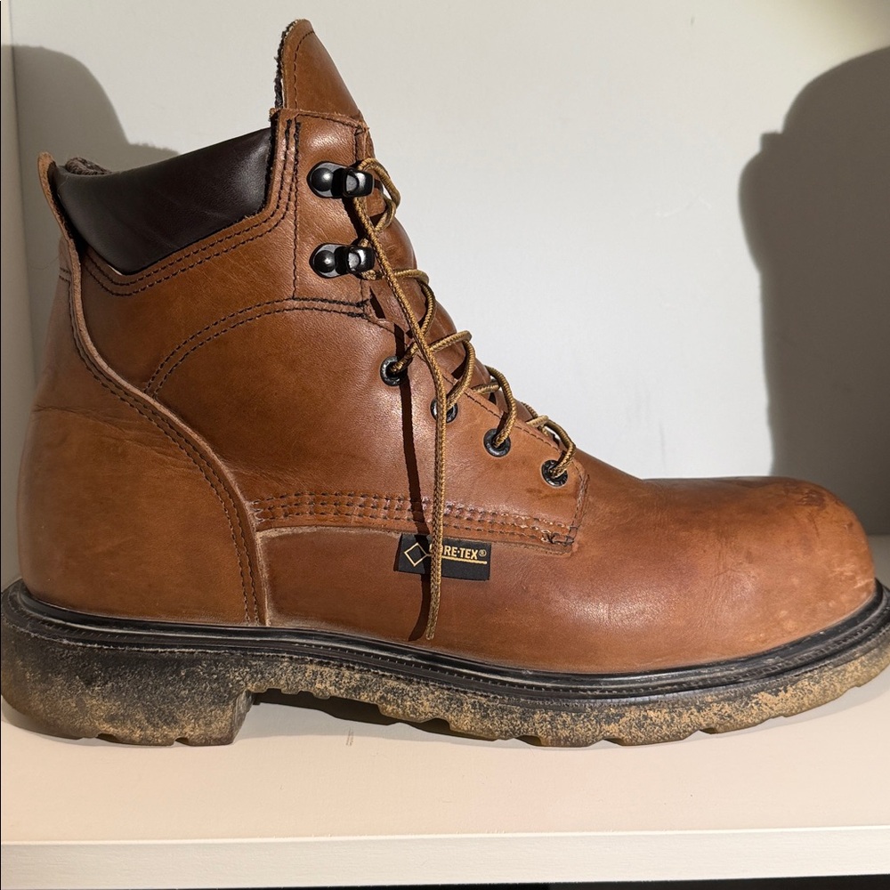 Red Wing Shoes Tan Leather Steel Toe Boots - Picture 2 of 8